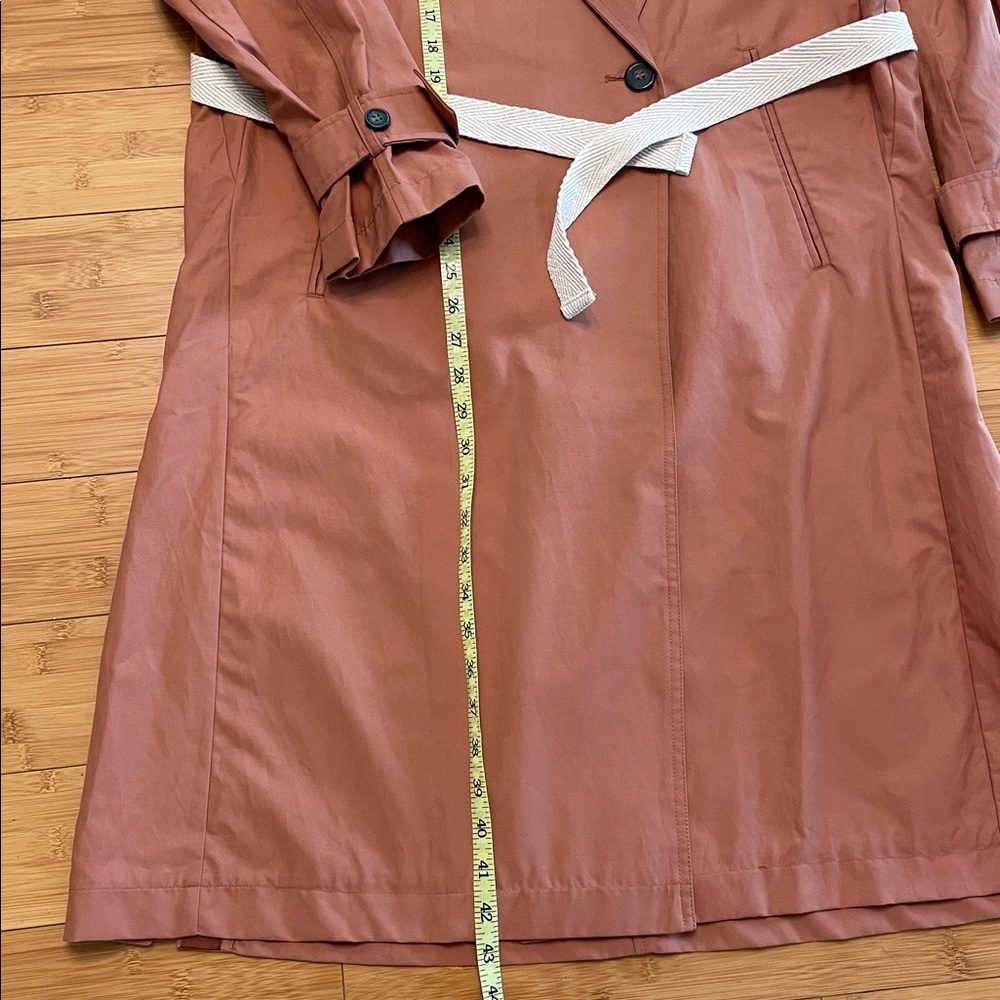 ZARA Trench Coat Contrasting Belt Size Small Single Button Notched Collar Orange - Picture 16 of 16